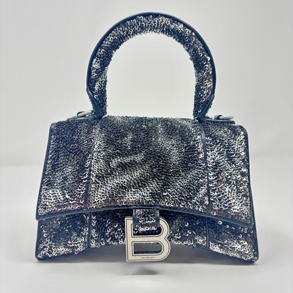 Balenciaga Leather Calfskin XS Hourglass Bag Black Sequin - Picture 2 of 14